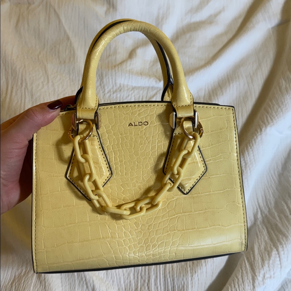 Aldo Lemon Croc-Embossed Mini Tote